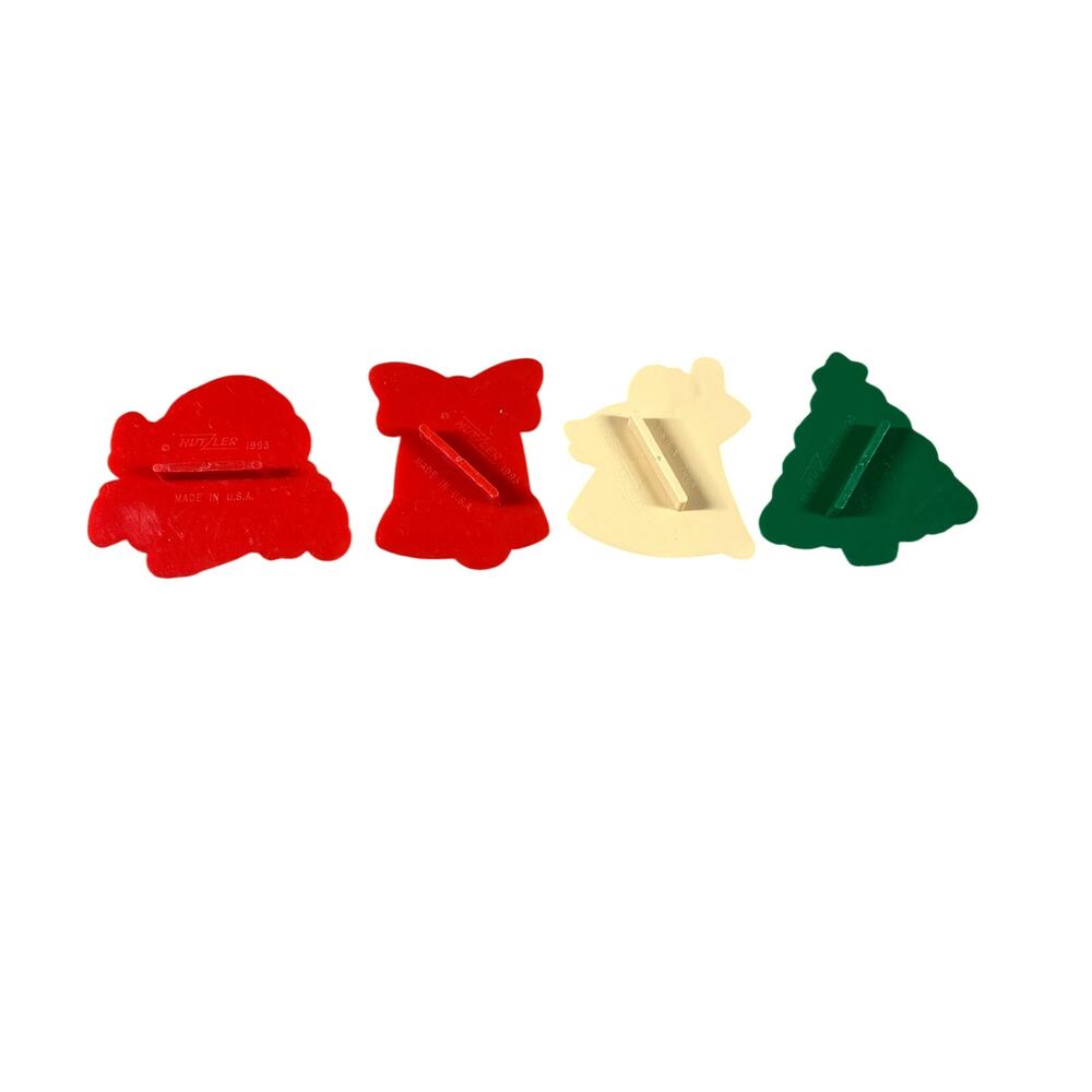HUTZLER Vintage 1993 Christmas Cookie Cutters Santa Bell Angel Tree Lot of 4